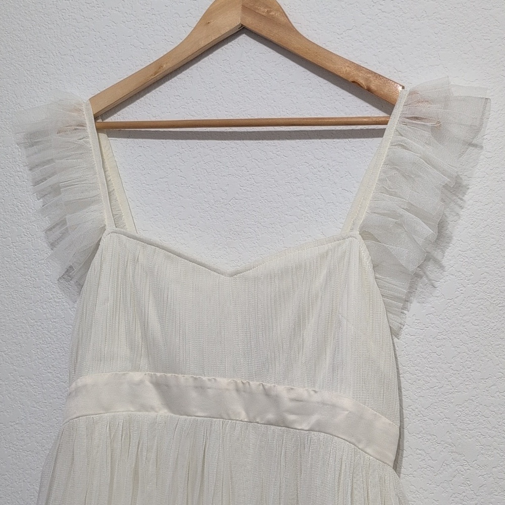 Anaya With Love Maternity Maxi Dress Women 8 White Good‎ Ruffle Tulle Bridal - Picture 4 of 15